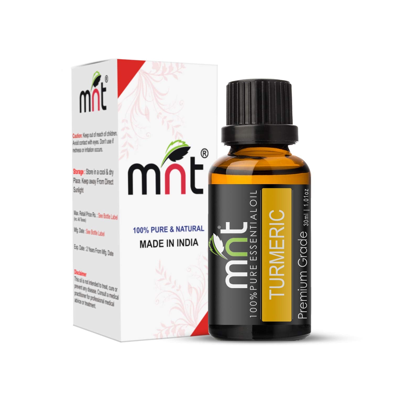 Turmeric Essential Oil - 100% Pure & Natural Finest Grade Oil for Skin Whitening & Lightening, Hair Growth, Body Massage and Aromatherapy