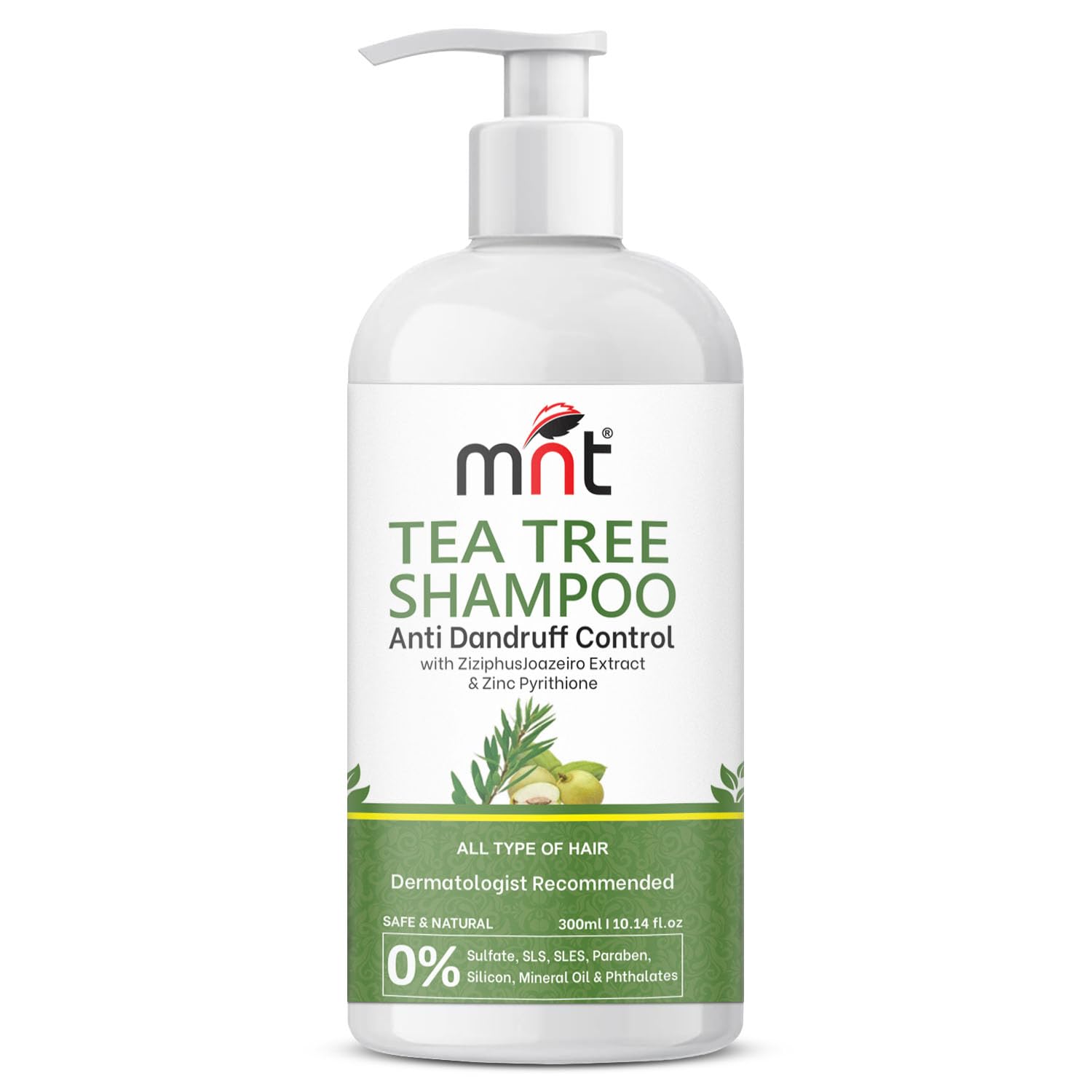 Tea Tree Anti-Dandruff Shampoo 300ml – Eliminates Flakes, Relieves Itchy Scalp, Refreshes Hair, Nourishing Formula for All Hair Types.