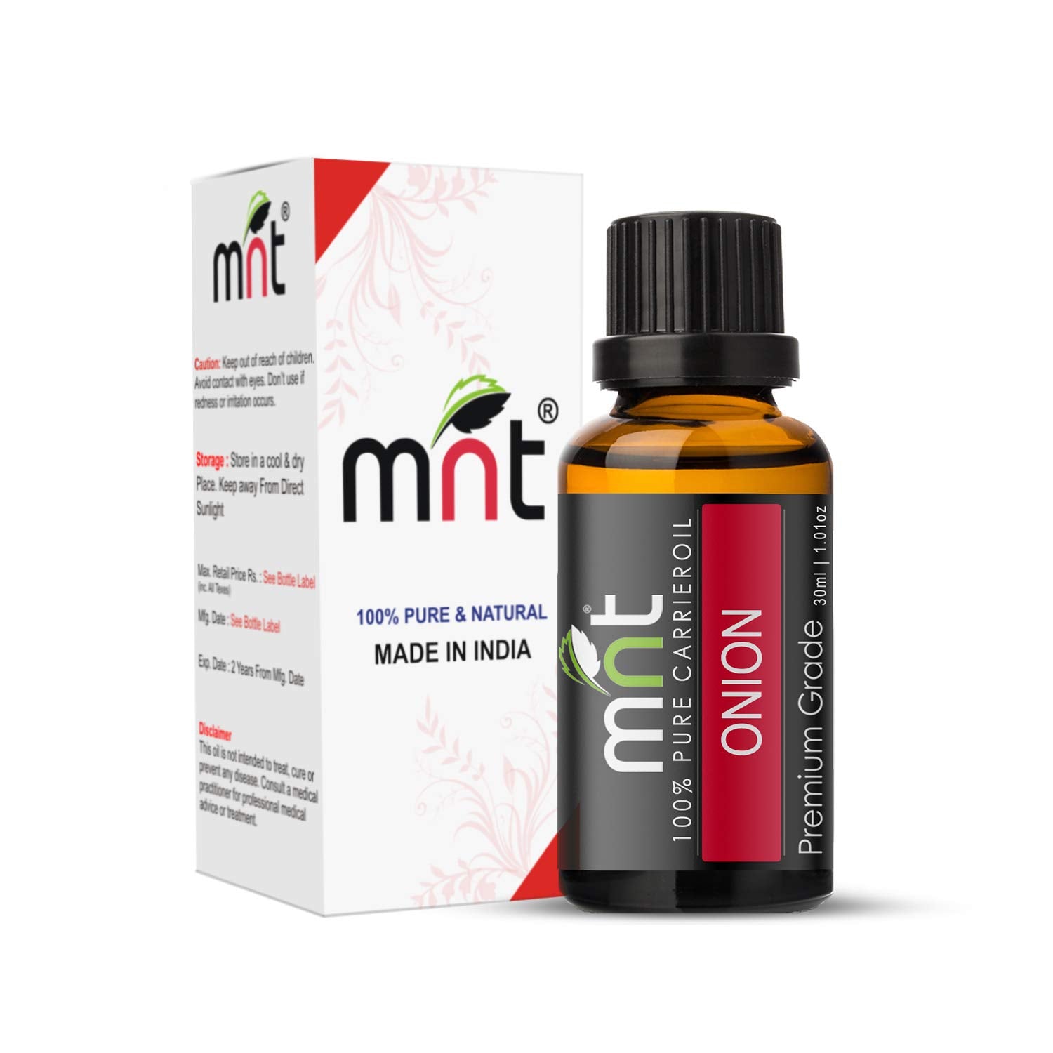 Onion Carrier Oil - 100% Pure, Natural & Undiluted Oil for Acne Scars, Skin, Dandruff, Hairfall and Hair Growth