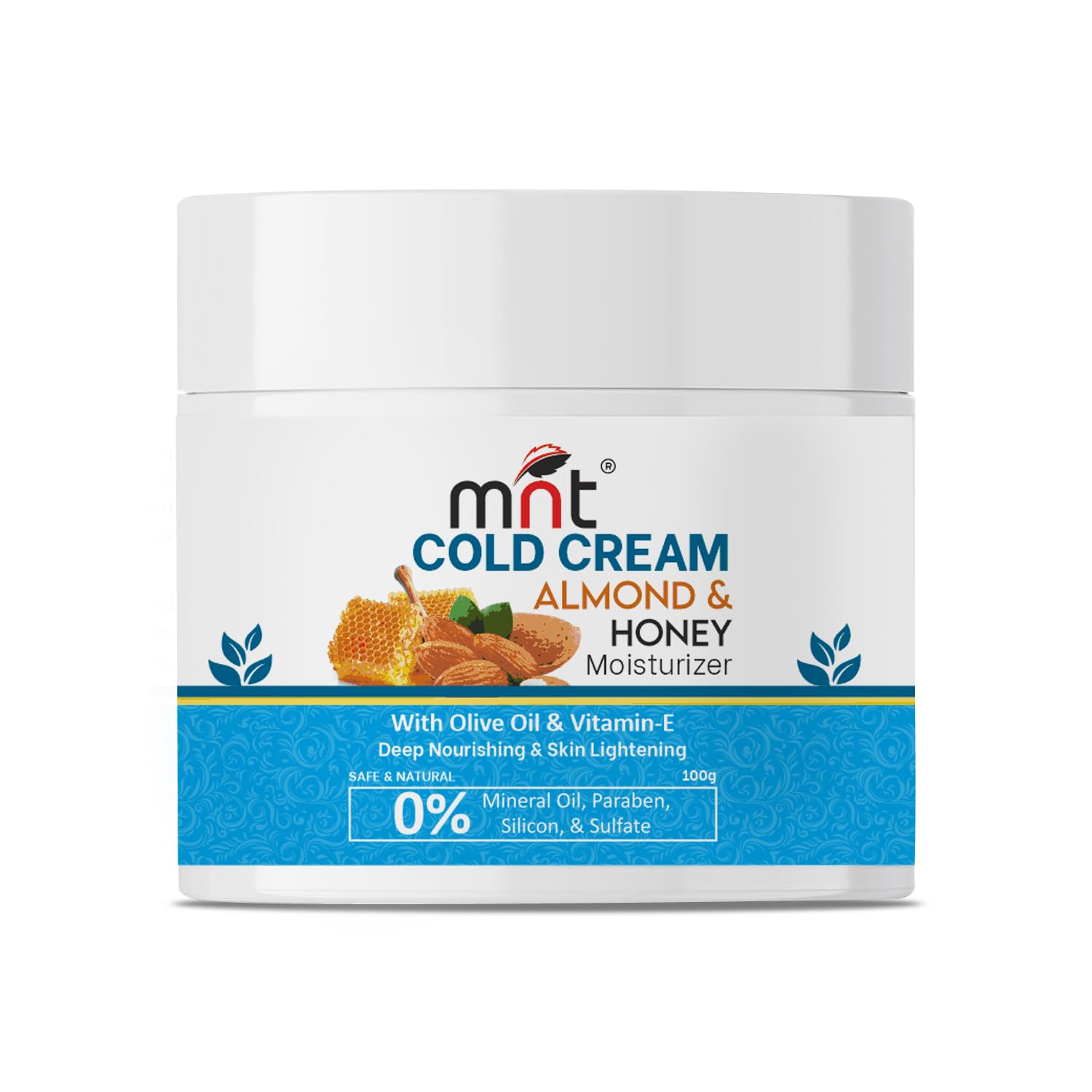 Almond & Honey Cold Cream for Face, Hand and Body | Winter Moisturizer for Dry Skin with Olive Oil & Vitamin E | For Men & Women | 100 g