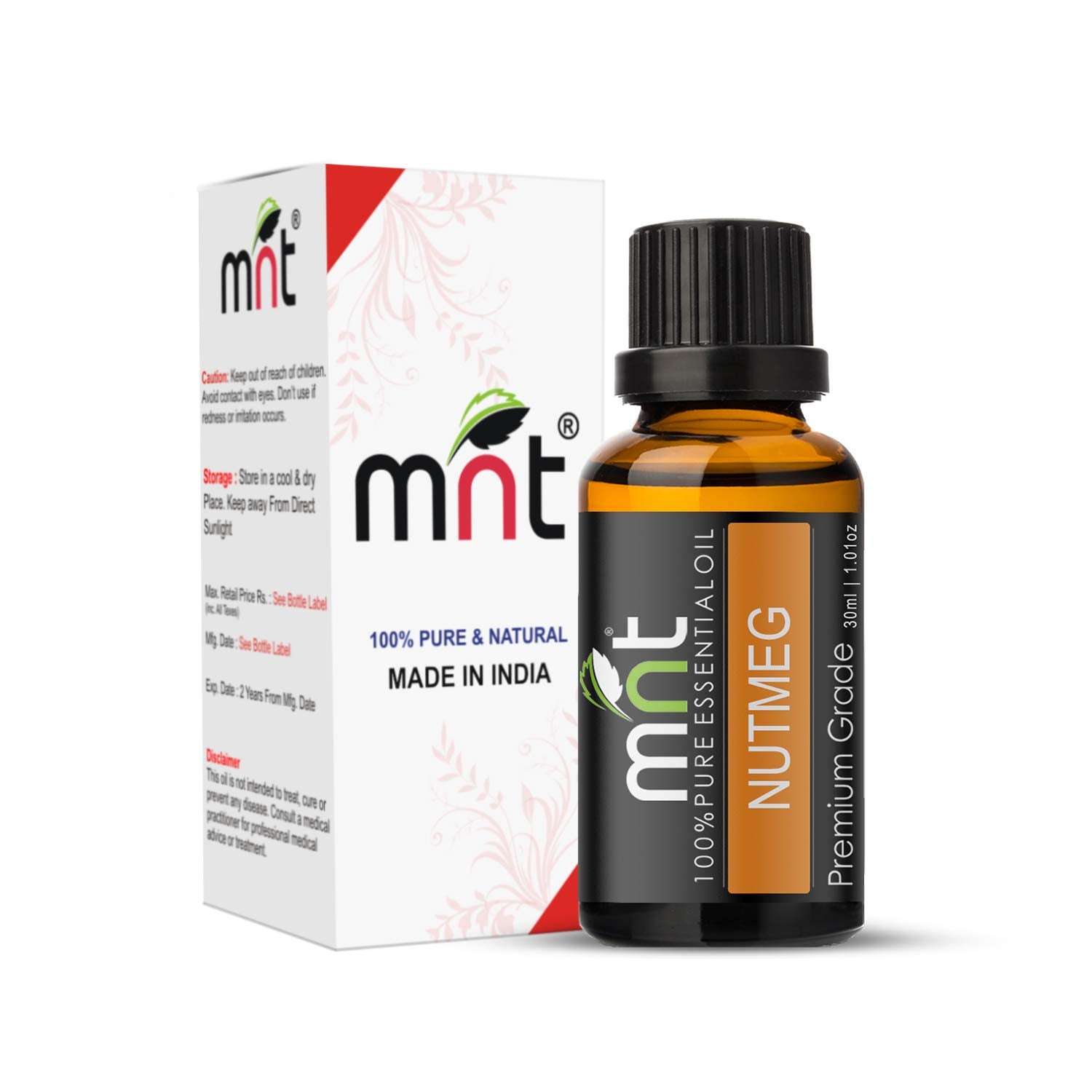Nutmeg Essential Oil 100% Pure Natural & Therapeutic Grade For Aromatherapy, Skin, Acne & Hair Growth