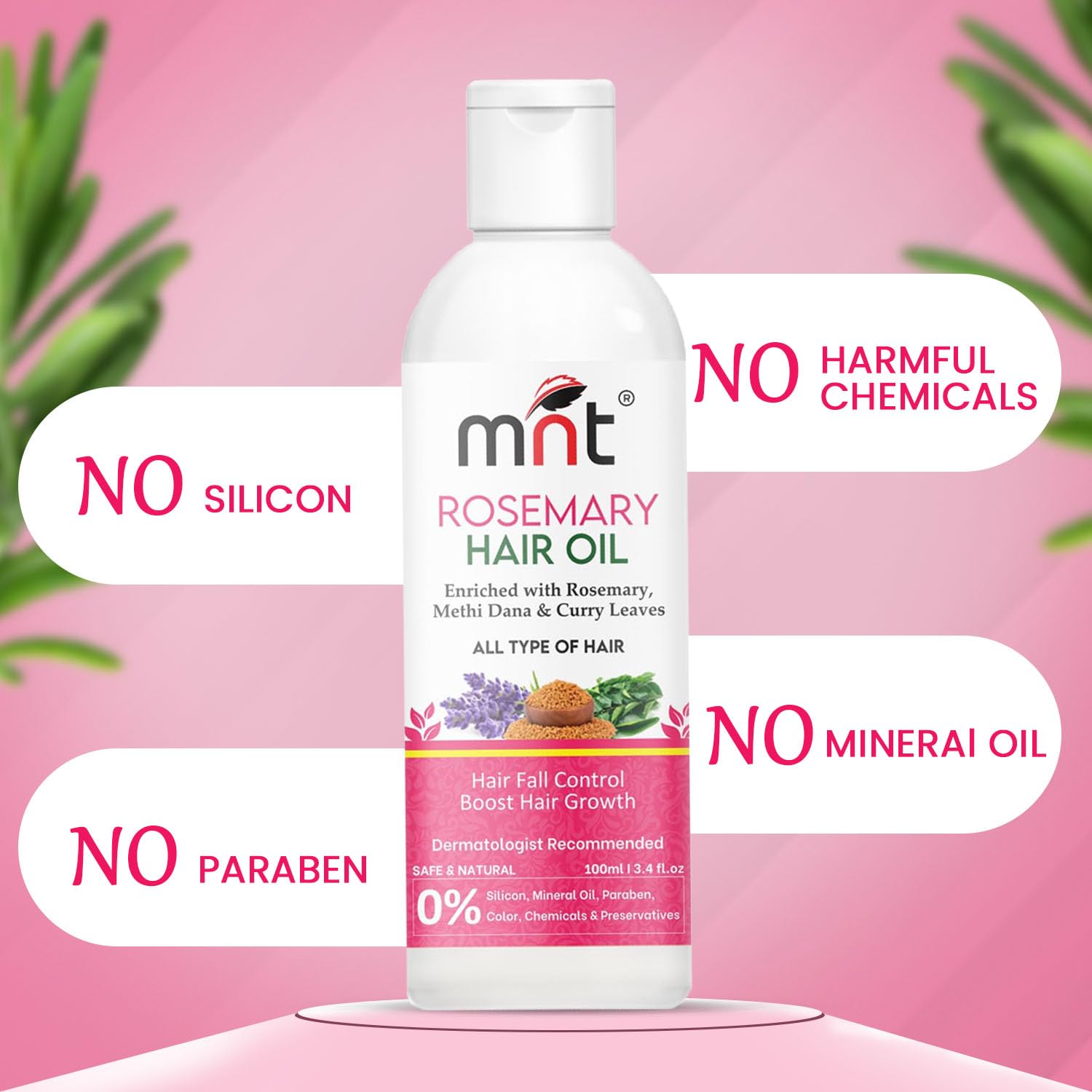 Rosemary Hair Oil for Hair Growth with Methi Dana & Rosemary | For Thicker, Shiny, Stronger & Healthy Hair | Pure Rosemary Oil for Hair Growth, Hair Fall Control | 100 ml