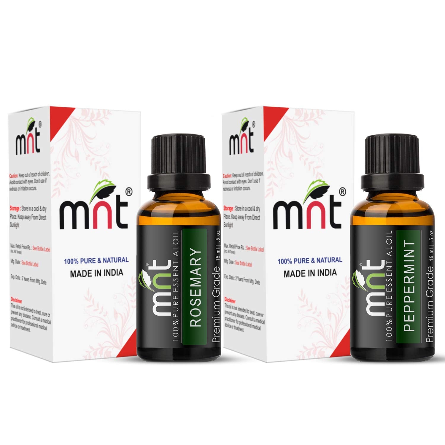Combo of Rosemary Oil and Peppermint Oil For Hair Growth, Skin care (Each 15ML) - 100% Pure Natural Oil