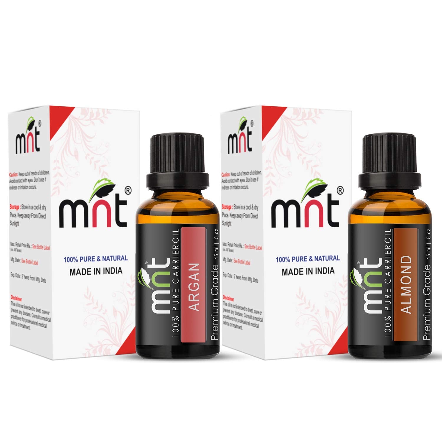 Combo of Argan Oil and Almond Oil For Hair Growth, Skin care (Each 15ML) - 100% Pure Natural Oil