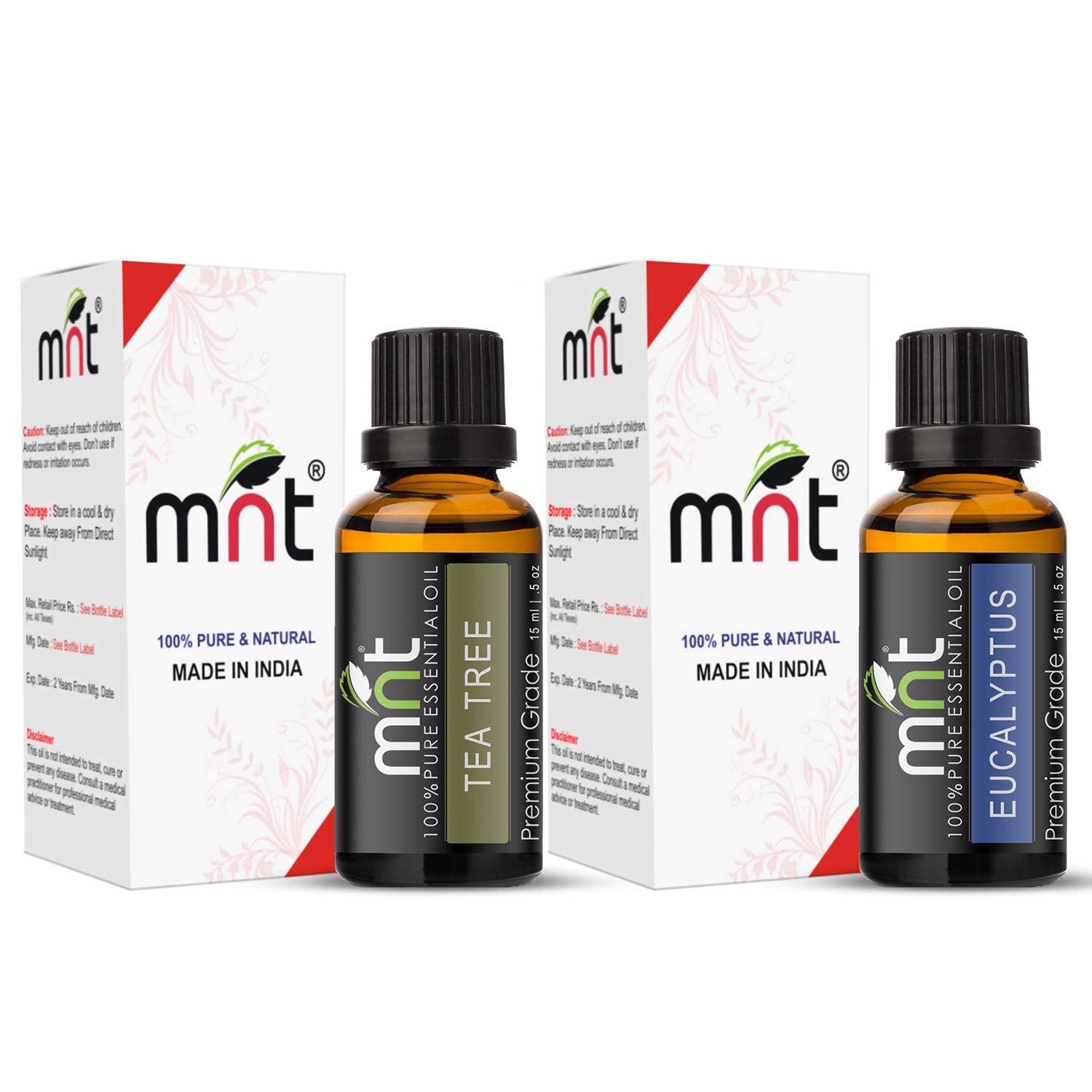 Combo of Tea tree Oil and Eucalyptus Oil For Hair Growth, Skin care (Each 15ML) - 100% Pure Natural Oil