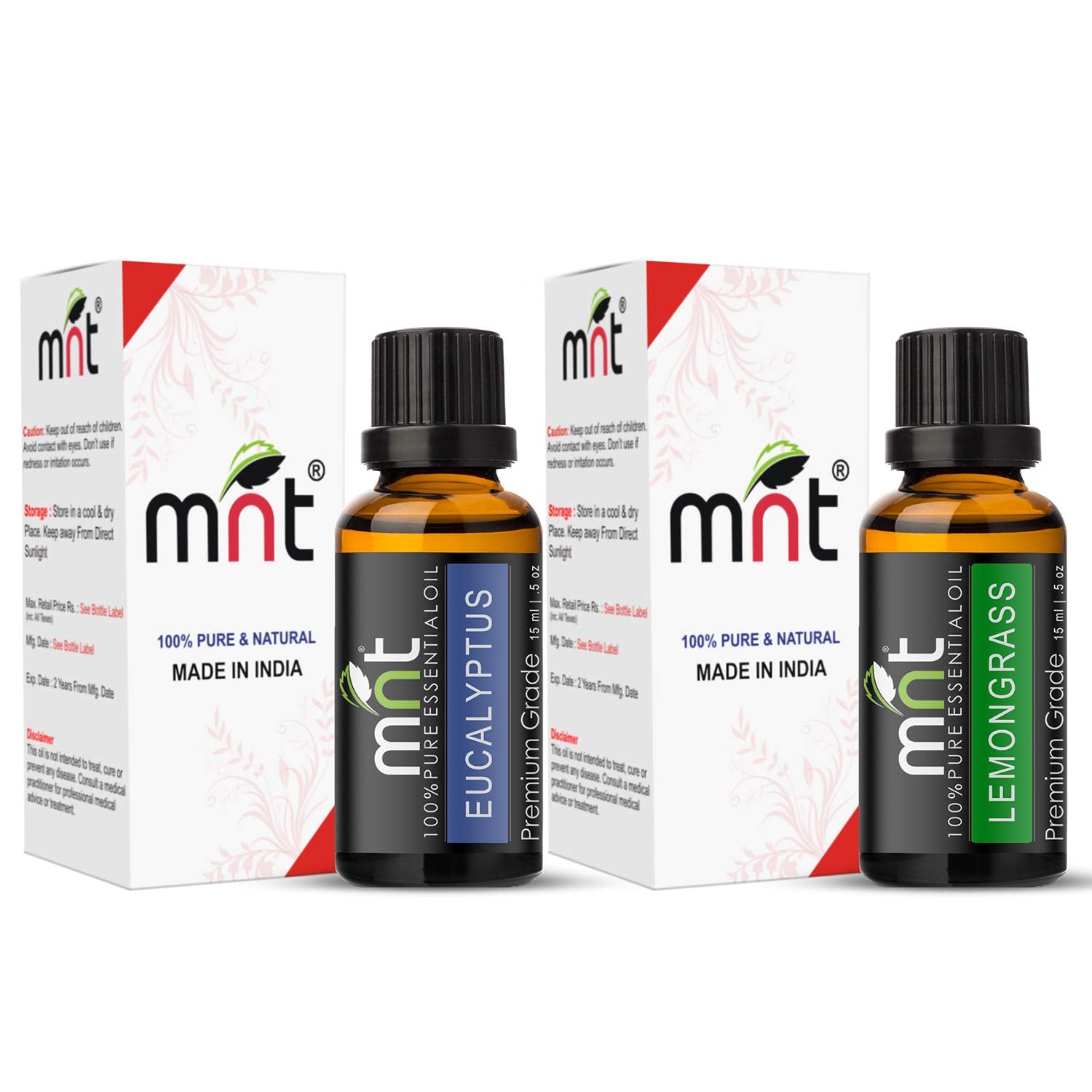 Combo of Eucalyptus Oil and Lemongrass Oil For Hair Growth, Skin care (Each 15ML) - 100% Pure Natural Oil
