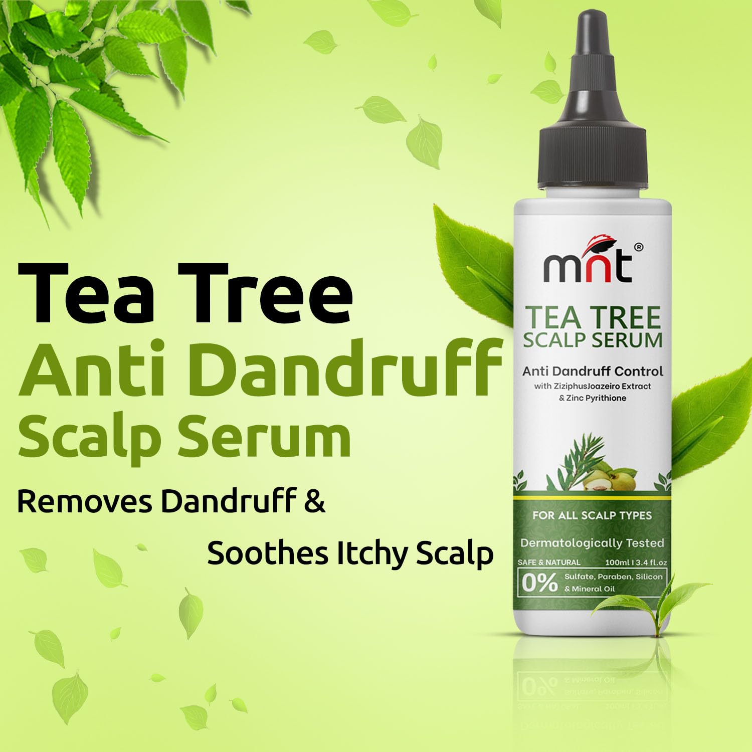 Tea Tree Anti-Dandruff Scalp Serum 100ml – Natural Treatment for Flaky, Itchy Scalp, Soothes, Nourishes, and Reduces Dandruff