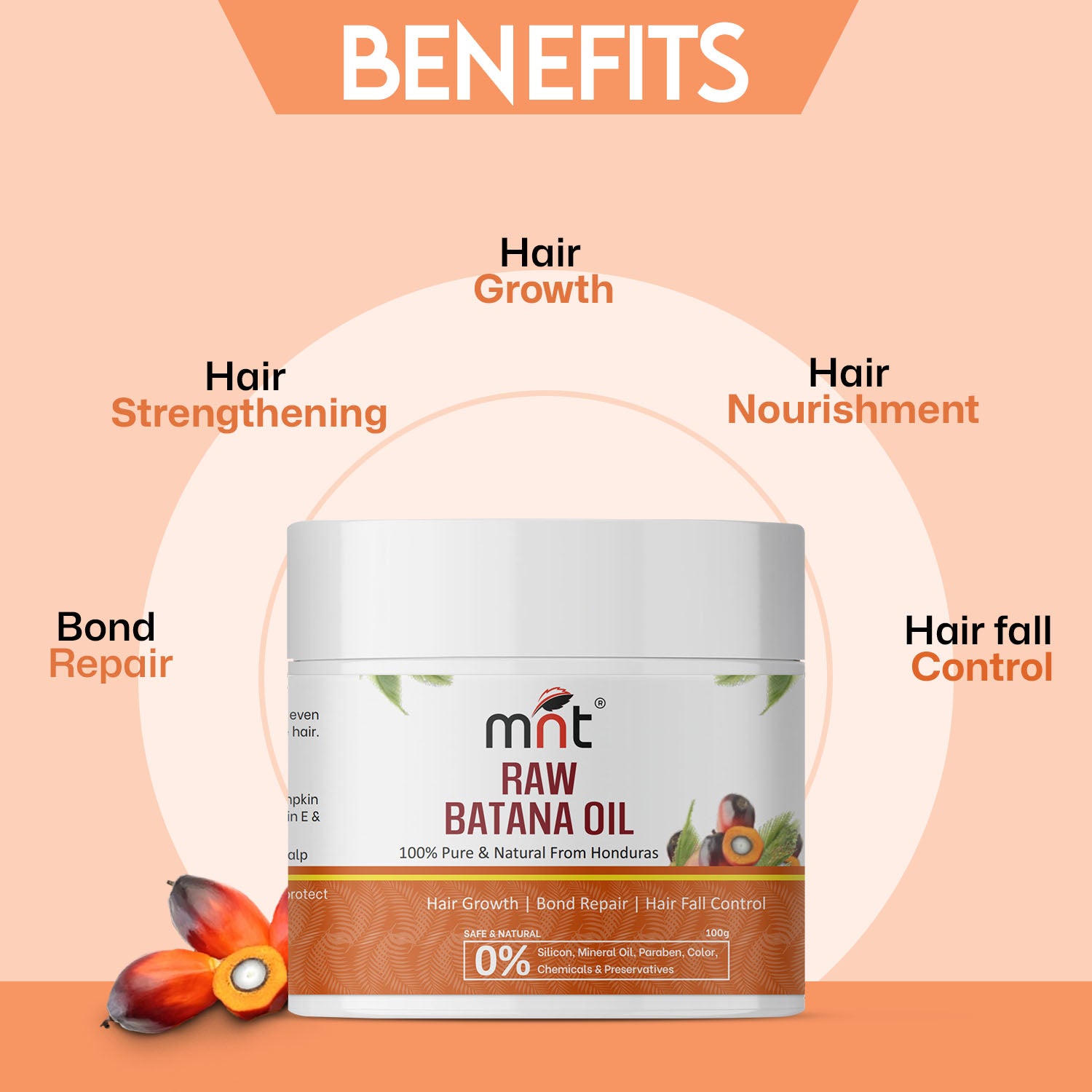 Pure Raw Batana Oil for Hair Growth | Derived from American Oil Palm Nut | Promotes Thicker Hair Growth & Hair Nourishment | 100 gm