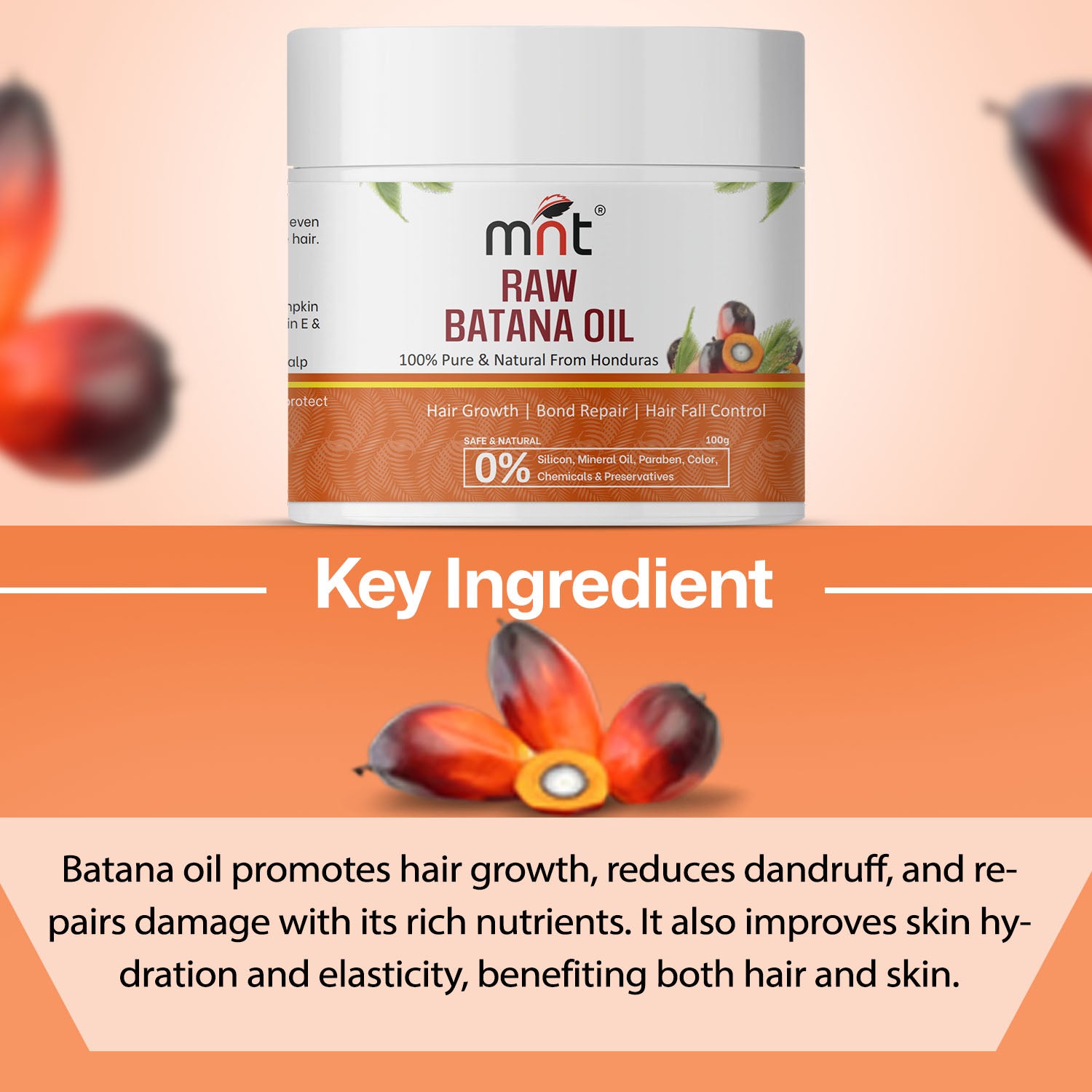 Pure Raw Batana Oil for Hair Growth | Derived from American Oil Palm Nut | Promotes Thicker Hair Growth & Hair Nourishment | 100 gm