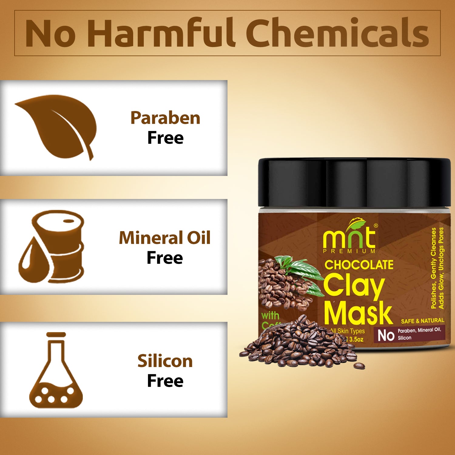 Chocolate Clay Mask with Coffee Oil & Vitamin C for All Skin Types Polishes| Gently Cleanses|Adds Glow |Unclogs Pores, 100g
