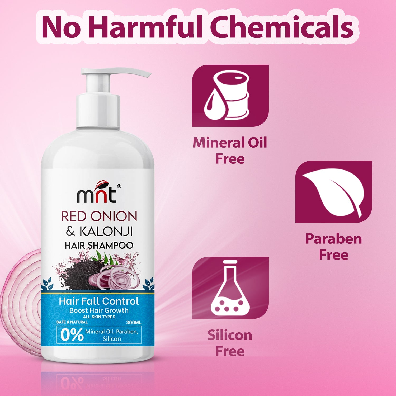 Red Onion & Kalonji Hair Shampoo for Hair Fall Control and Hair Growth with Onion & Black Cumin Seed Oil, 300 ml
